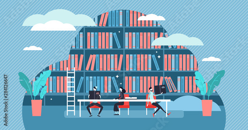 Study vector illustration. Flat tiny book learning process persons concept.