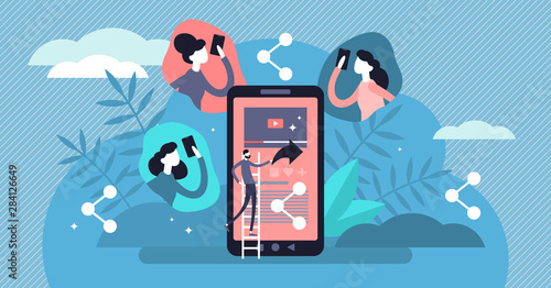Share vector illustration. Flat tiny network link bonding persons concept.