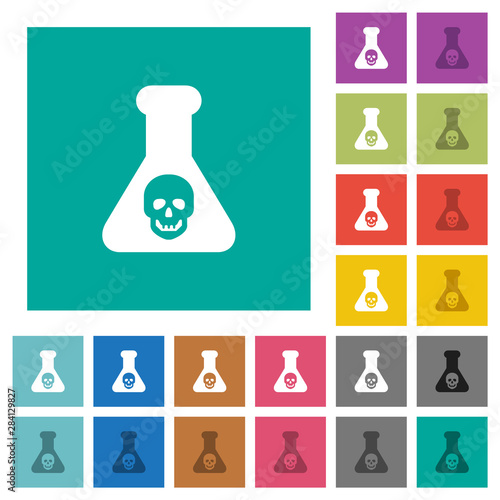 Dangerous chemical experiment square flat multi colored icons