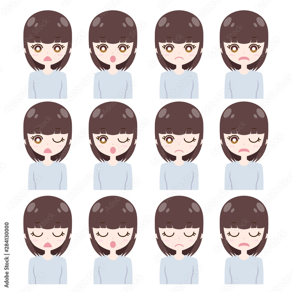 怒っている若い女性表情集stock Vector Adobe Stock 怒っている若い女性表情集stock Vector Adobe Stock