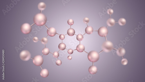 3d molecules vector design. Science abstract illustration background with molecular structure. Atoms model, scientific banner for medicine, biology, chemistry or physics template