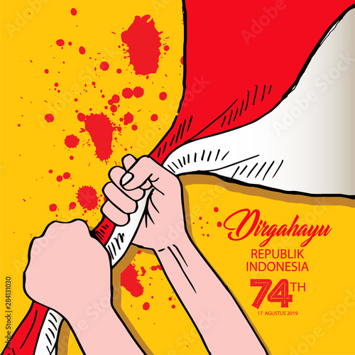 Indonesia Happy Independence Day greeting card. August 17