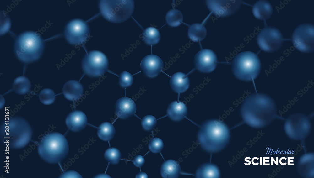 3d blue water molecules vector design. Science abstract background with molecular structure. Atoms model illustration, scientific banner for medicine, biology, chemistry or physics template 3d blue water molecules vector design. Science abstract background with molecular structure. Atoms model illustration, scientific banner for medicine, biology, chemistry or physics template