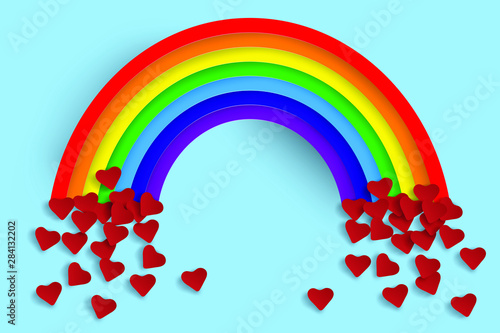 rainbow on blue background