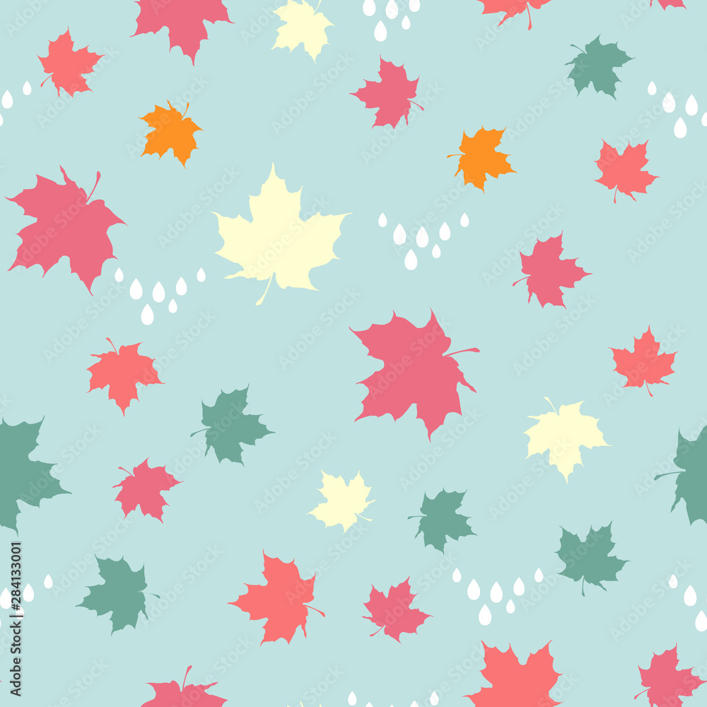 Seamless pattern with colorful autumn leaves Autumn background