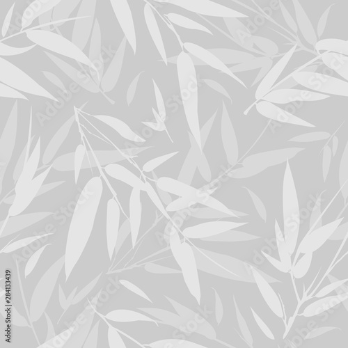 Bamboo monochrome branches seamless background. Vector illustration.