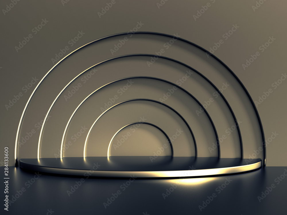 Obraz premium Beautiful, elegant background with a pedestal and a showcase. 3d illustration, 3d ..rendering.