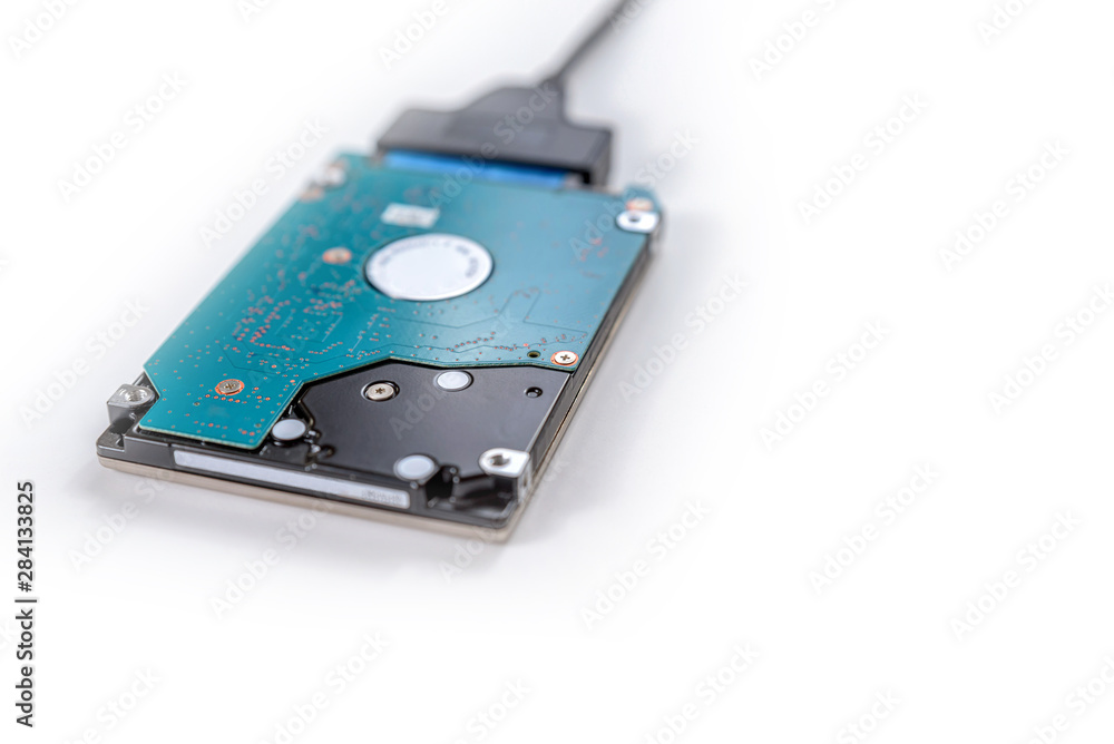 sata cable connected to hdd 2.5 hard drive disk on white background closeup view sata cable connected to hdd 2.5 hard drive disk on white background closeup view