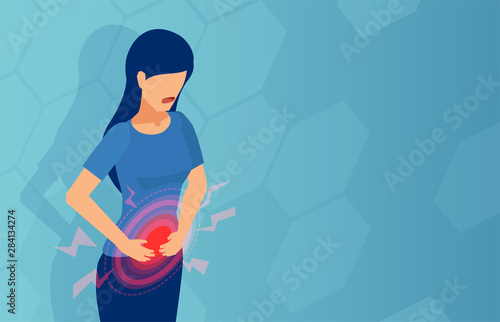 Vector of a woman with stomach pain