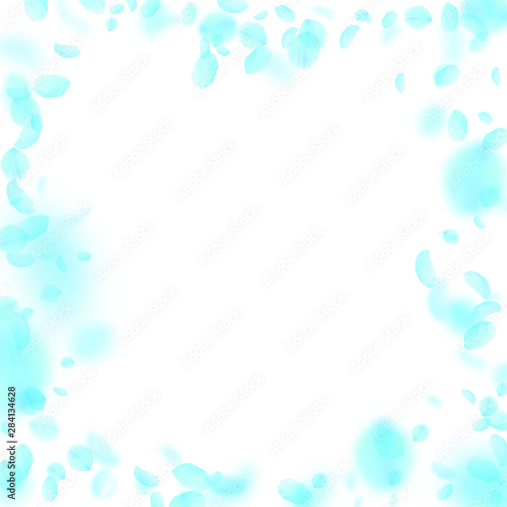 Turquoise flower petals falling down. Imaginative Turquoise flower petals falling down. Imaginative