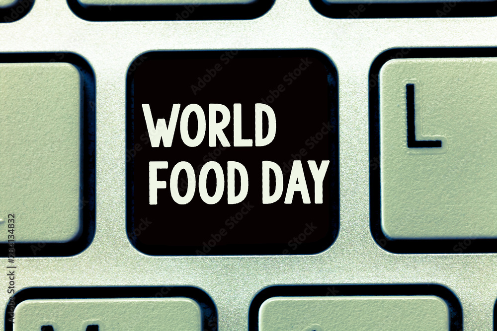 Writing note showing World Food Day. Business photo showcasing World day of action dedicated to tackling global hunger. Writing note showing World Food Day. Business photo showcasing World day of action dedicated to tackling global hunger.