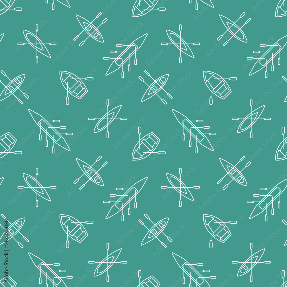 Fototapeta premium Boats silhouettes seamless pattern