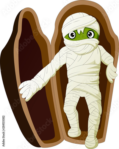 Stampa su tela Cartoon Egyptian mummy in sarcophagus