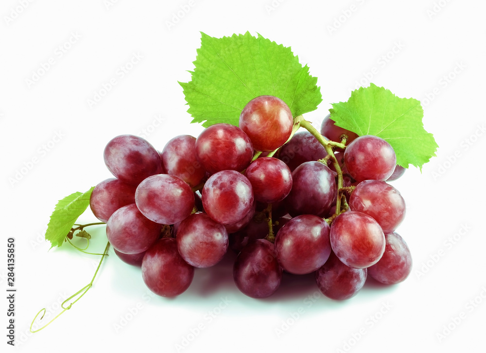 Fototapeta premium fresh red grape with leaves