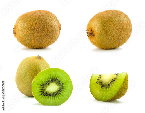 kiwi fruit collection on white background