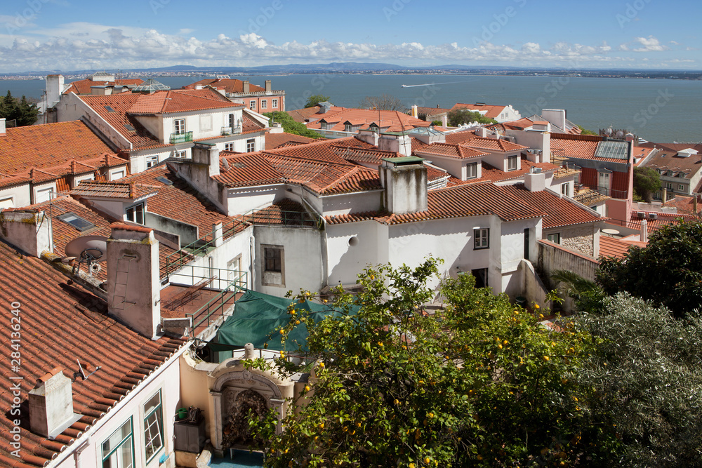 View from Castello de S.Gorge Castle Lisbon Portugal Alfama
