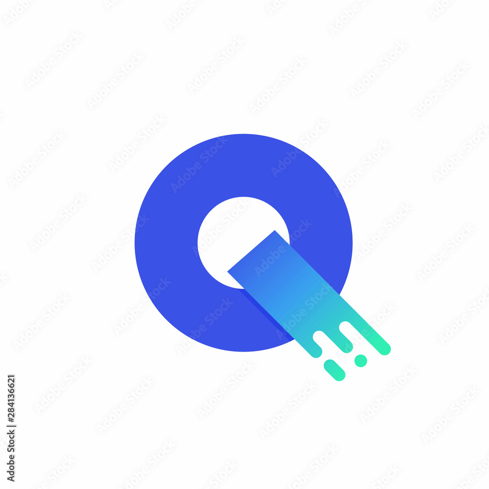 Modern Vector Logo Letter Q. Q Letter Design Vector In Blue Green Gradient Modern Vector Logo Letter Q. Q Letter Design Vector In Blue Green Gradient