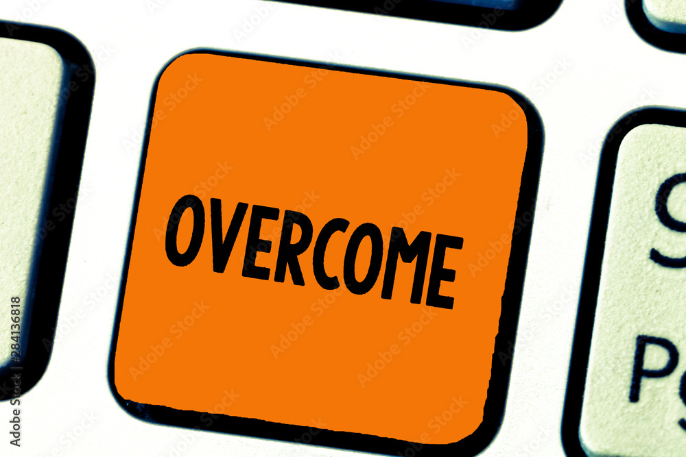 Writing note showing Overcome. Business photo showcasing succeed in dealing with problem or difficulty defeat opponent. Writing note showing Overcome. Business photo showcasing succeed in dealing with problem or difficulty defeat opponent.
