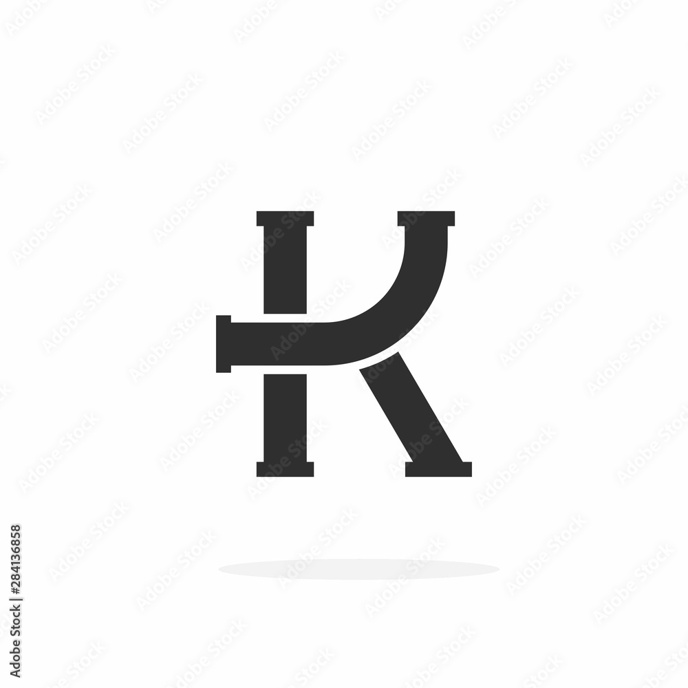Plumbing Pipe Vector Letter K. K Plumbing Design Vector Plumbing Pipe Vector Letter K. K Plumbing Design Vector