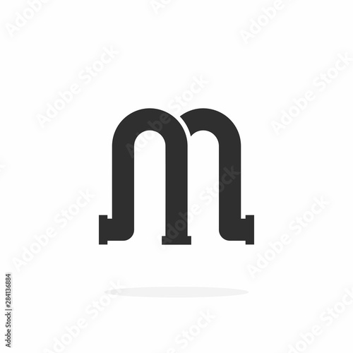 Plumbing Pipe Vector Letter M. M Plumbing Design Vector
