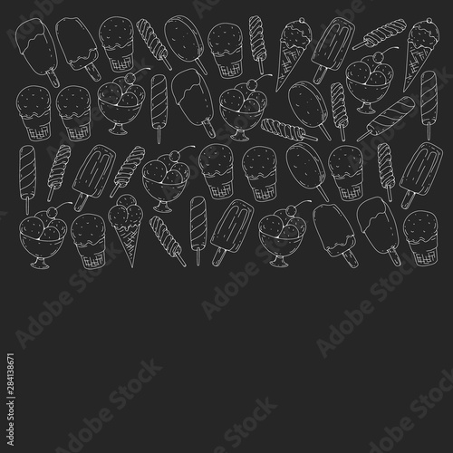 Collection of vector ice creams. Pattern for banners  posters