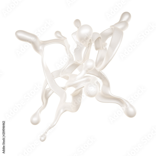 Splash of bright liquid on a white background. 3d illustration  3d rendering.