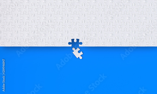 Foto Last piece of jigsaw puzzle to complete the work or mission, finishing touch, 3d