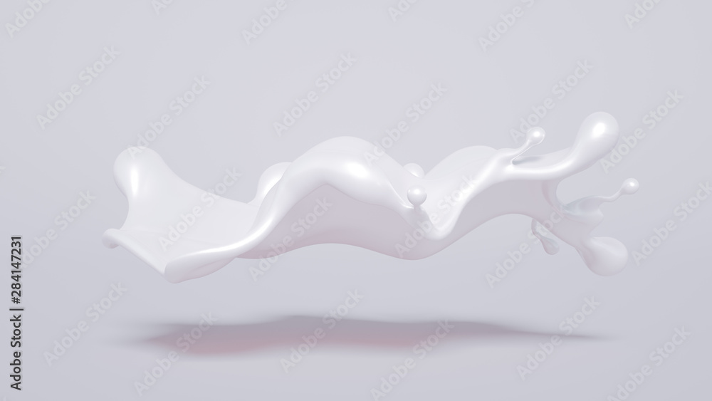 Splash of bright liquid on a white background. 3d illustration, 3d rendering.