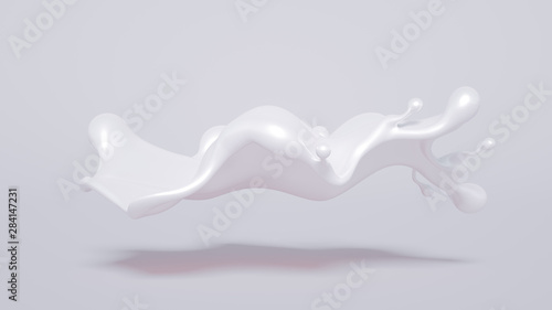 Splash of bright liquid on a white background. 3d illustration  3d rendering.