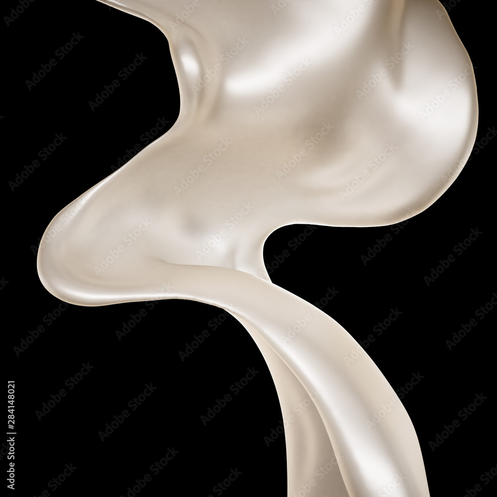 Milk splash on black background. 3d illustration, 3d rendering.