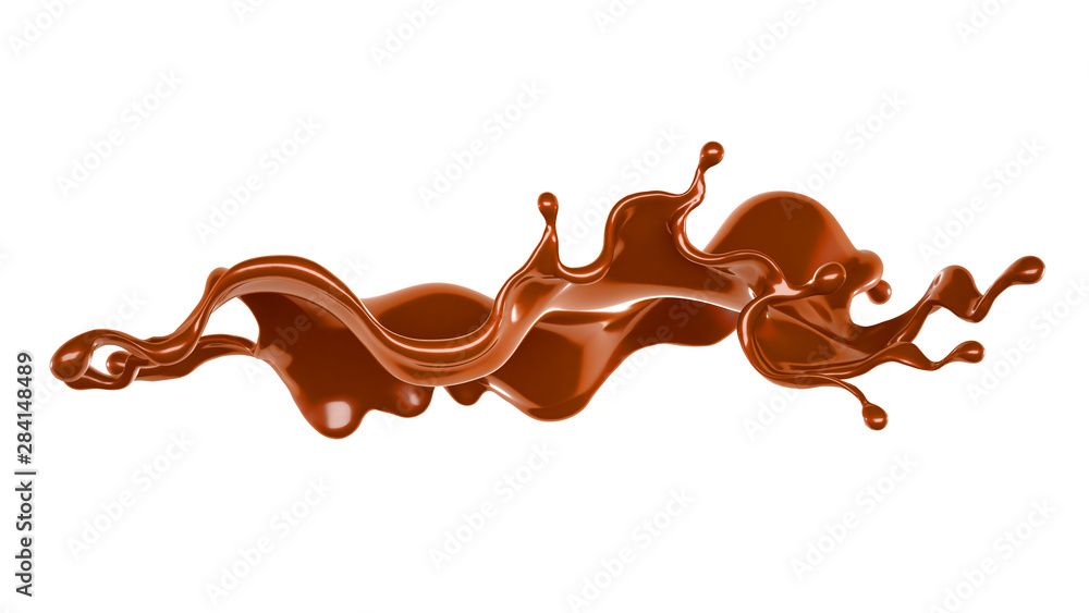 Splash of chocolate 3d illustration, 3d rendering. Splash of chocolate 3d illustration, 3d rendering.