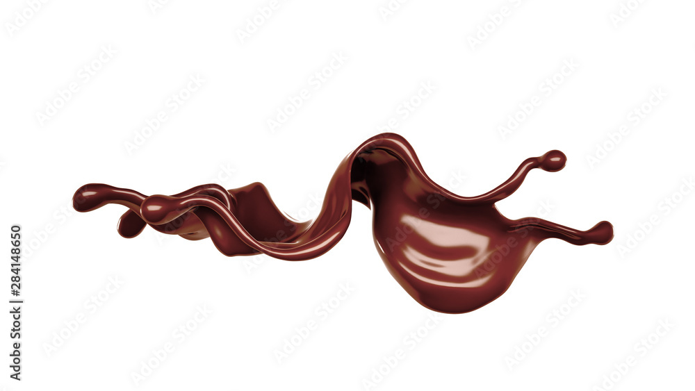 Splash of chocolate 3d illustration, 3d rendering.