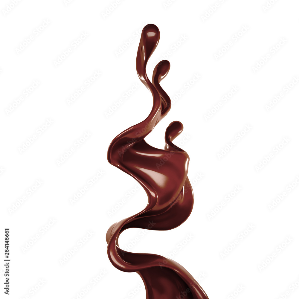 Splash of chocolate 3d illustration, 3d rendering. Splash of chocolate 3d illustration, 3d rendering.