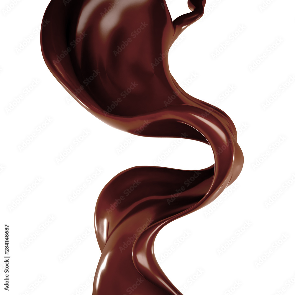 Splash of chocolate 3d illustration, 3d rendering. Splash of chocolate 3d illustration, 3d rendering.