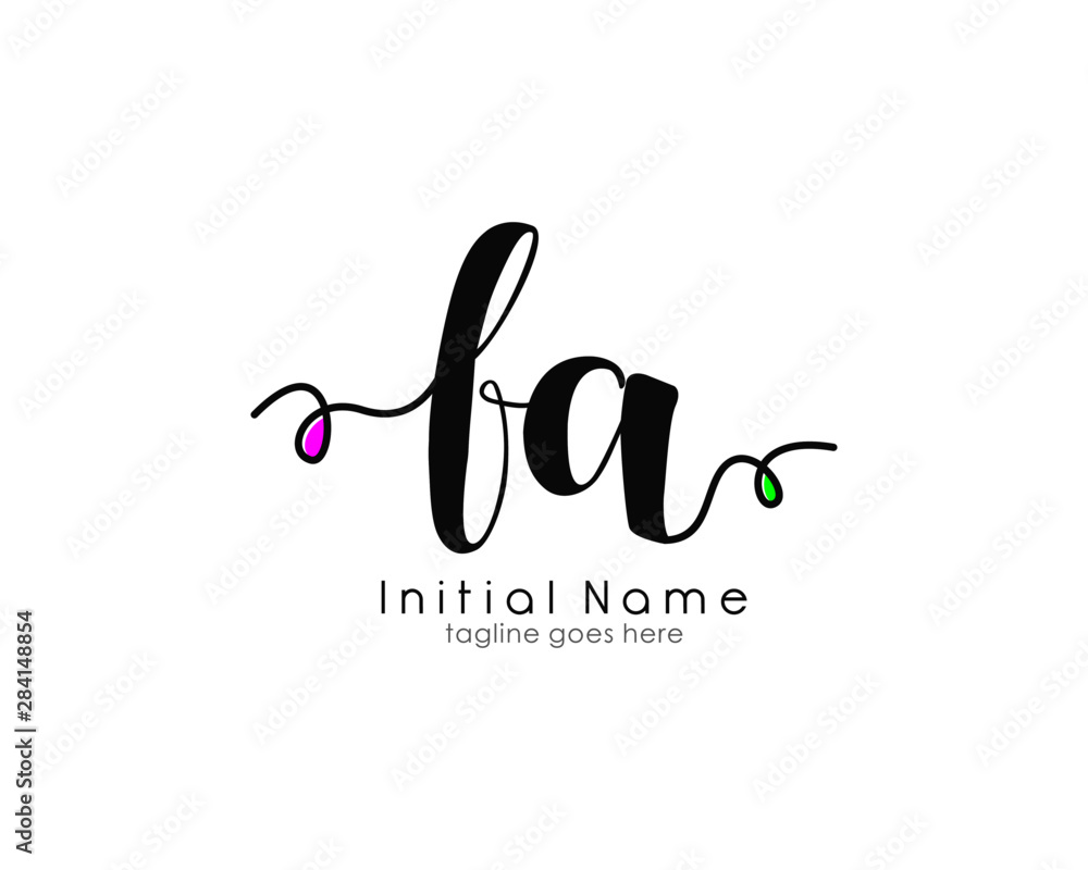 F A FA Initial brush color logo template vetor