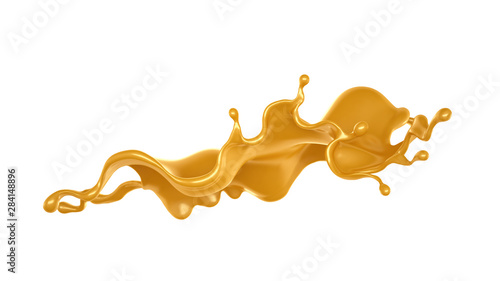 Caramel splash 3d illustration, 3d rendering.