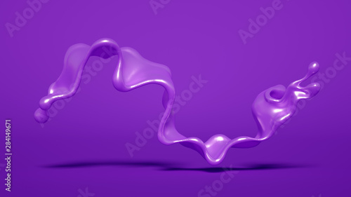 Splash of purple paint. 3d illustration, 3d rendering.