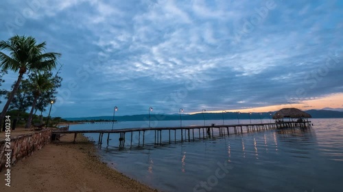 Time-lapse: Wooden dock and hut at the Gulf of Cariaco photo