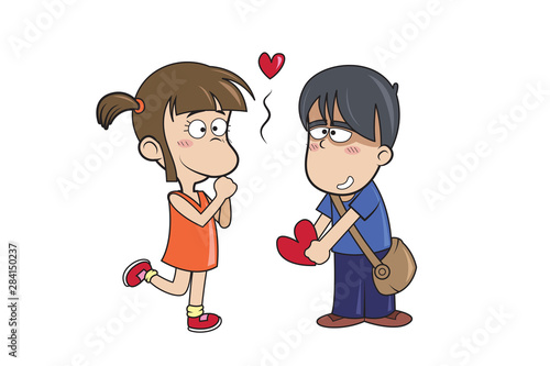 Boy proposed girl romantic vector on white background 