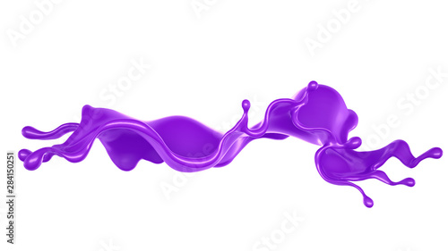 Splash of purple paint on a white background. 3d illustration  3d rendering.