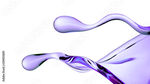 Splash of purple paint on a white background. 3d illustration, 3d rendering.