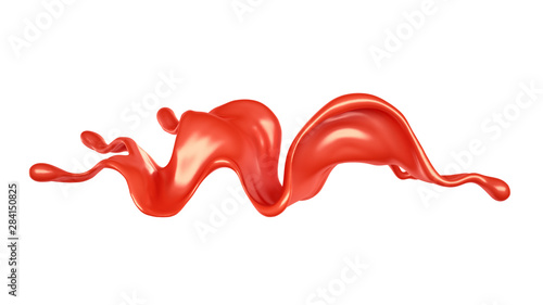 Splash of red paint on a white background. 3d illustration, 3d rendering.