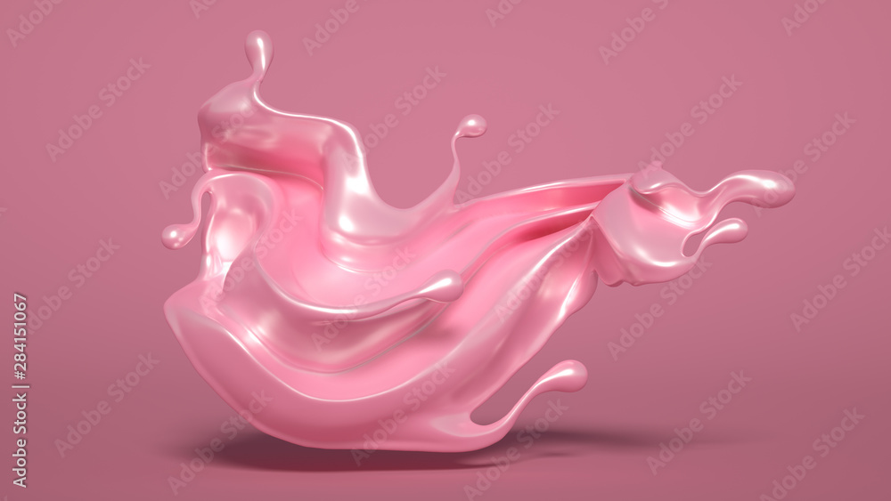 Splash of pink paint. 3d illustration, 3d rendering.
