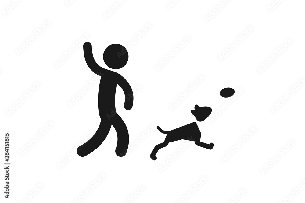 People playing with dog vector icon People playing with dog vector icon
