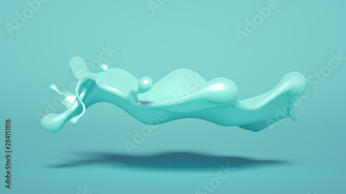 Splash of turquoise paint on a white background. 3d illustration  3d rendering.