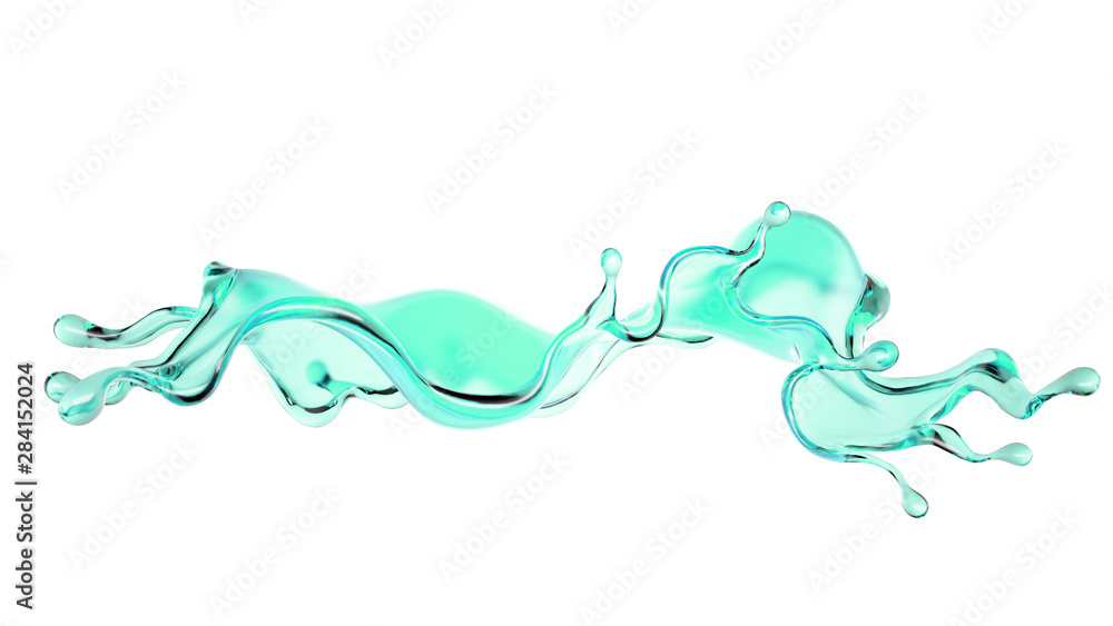 Splash of turquoise paint on a white background. 3d illustration, 3d rendering. Splash of turquoise paint on a white background. 3d illustration, 3d rendering.