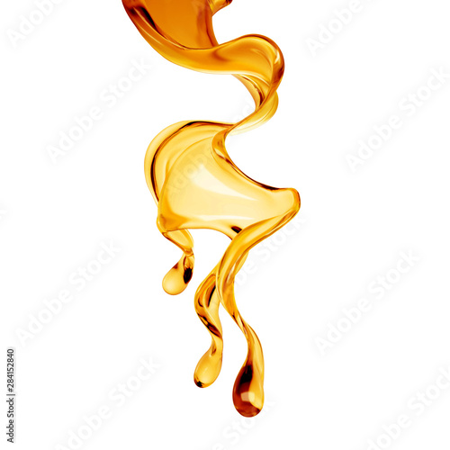 Splash of orange transparent liquid on a white background. 3d illustration  3d rendering.