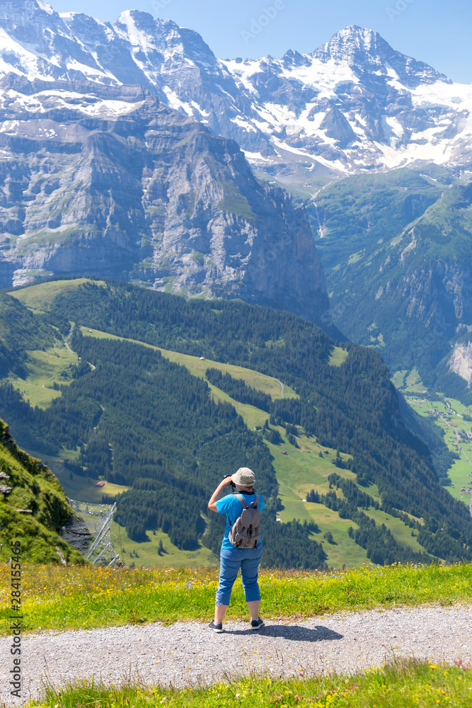 View of the Swiss Alps near the city of Lauterbrunnen. Switzerland.