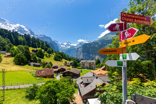 View of the Swiss Alps near the city of Lauterbrunnen. Switzerland. photo