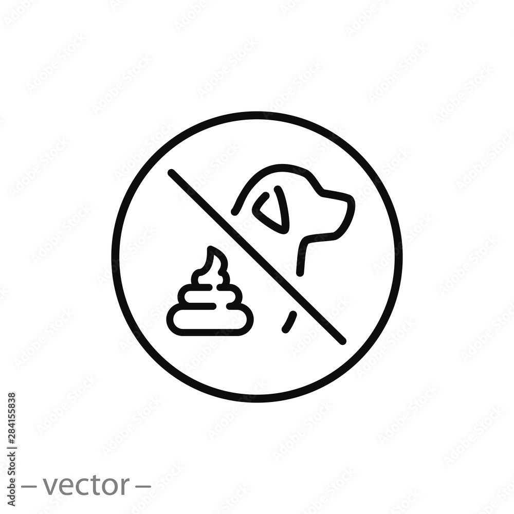 no dog pooping icon, shitting is not allowed, thin line symbol on white background - editable stroke vector illustration eps 10 no dog pooping icon, shitting is not allowed, thin line symbol on white background - editable stroke vector illustration eps 10